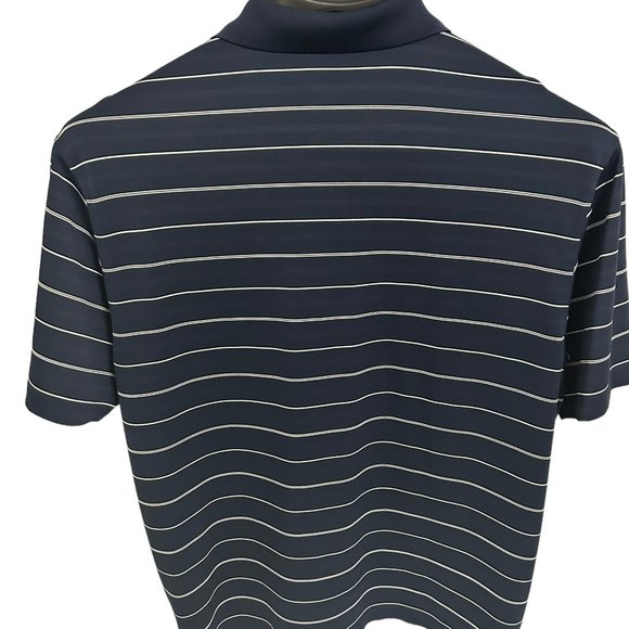 Nike Mens Dri Fit Golf Polo Size Large Striped Blue 100% Polyester Logo - Picture 6 of 6